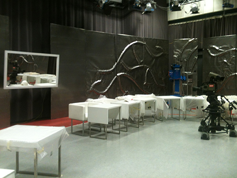 Bühnenbild im Aufbau: Foto: Petra Haas